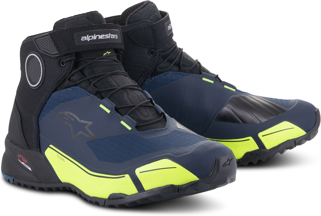 Alpinestars Zapatillas de Moto  CR-X Drystar Riding Negro-Azul Oscuro-Amarillo Fluo