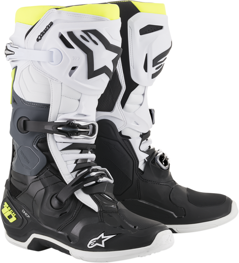 Botas Alpinestars Tech 10 Negro Blanco Amarillo Fluor  2010020-125