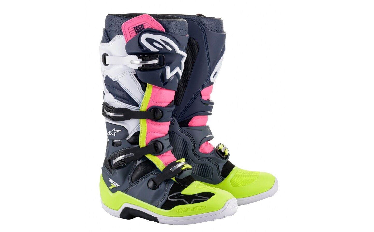 Botas Alpinestars Tech 7 Gris Azul Rosa  2012014-9076