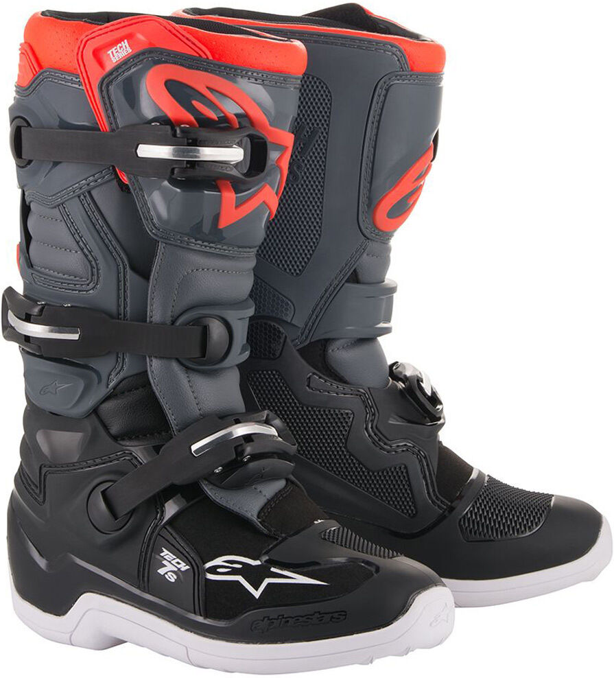 Alpinestars Tech 7S Botas juveniles de motocross - Negro Gris Rojo (39)