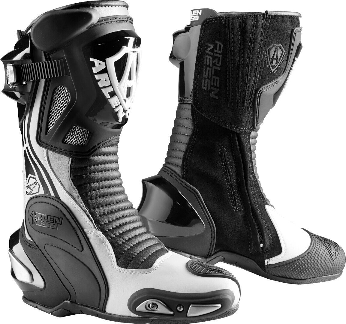 Arlen Ness Pro Shift 2 Botas de moto - Negro Gris Blanco (40)