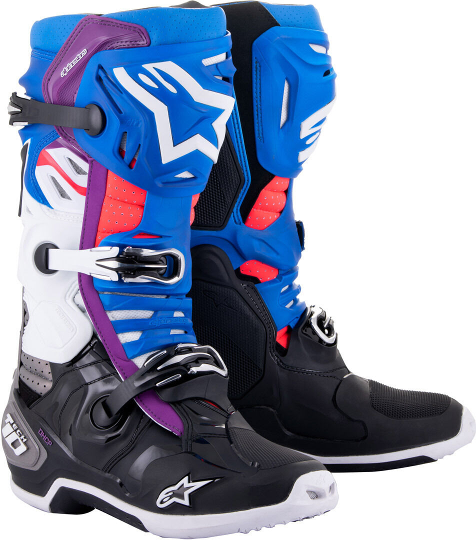 Alpinestars Tech 10 Supervented Botas de Motocross - Negro Blanco Azul (44 45)