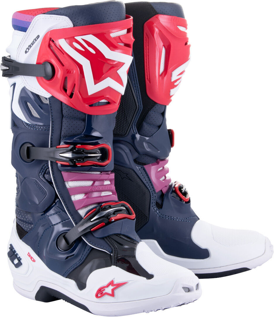 Alpinestars Tech 10 Supervented Botas de Motocross - Blanco Rojo Azul (45 46)