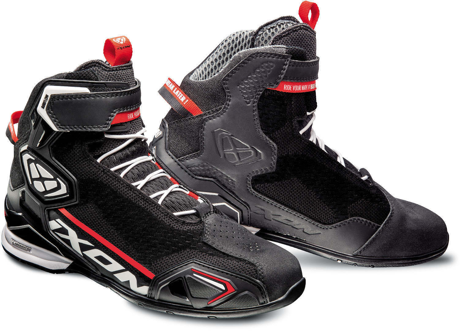 Ixon Bull Knit Zapatos de moto - Negro Blanco Rojo (40)