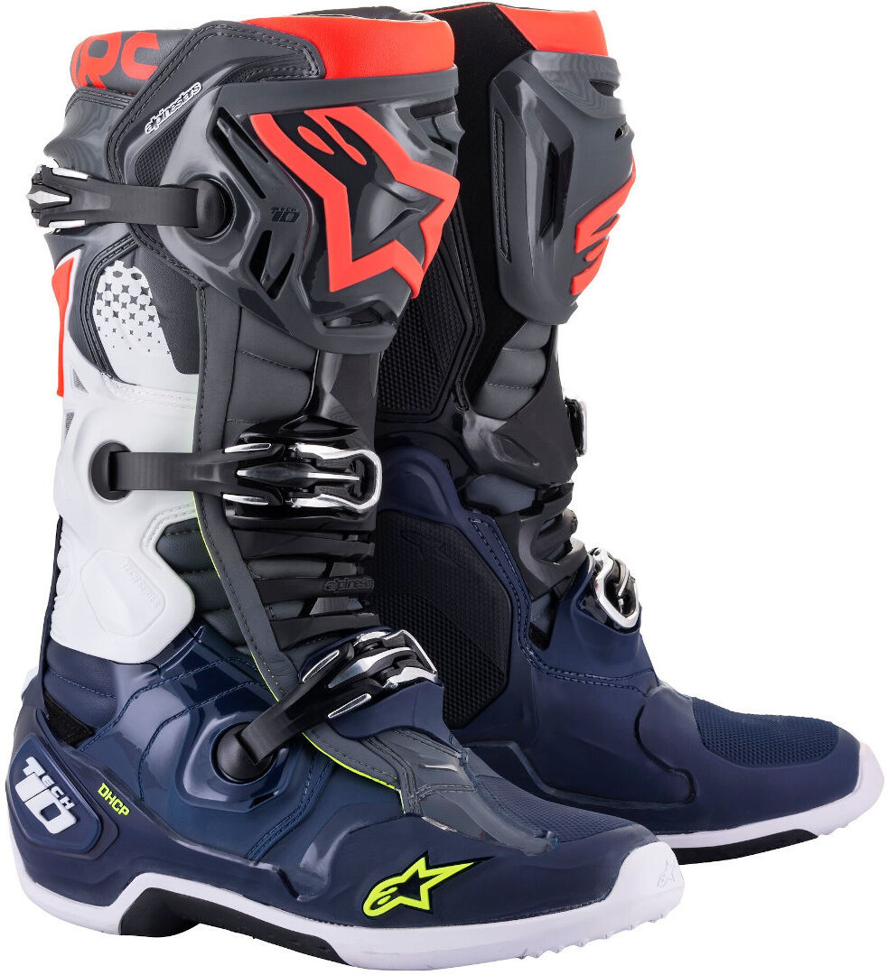 Alpinestars Tech 10 Botas de Motocross - Negro Gris Azul (44 45)