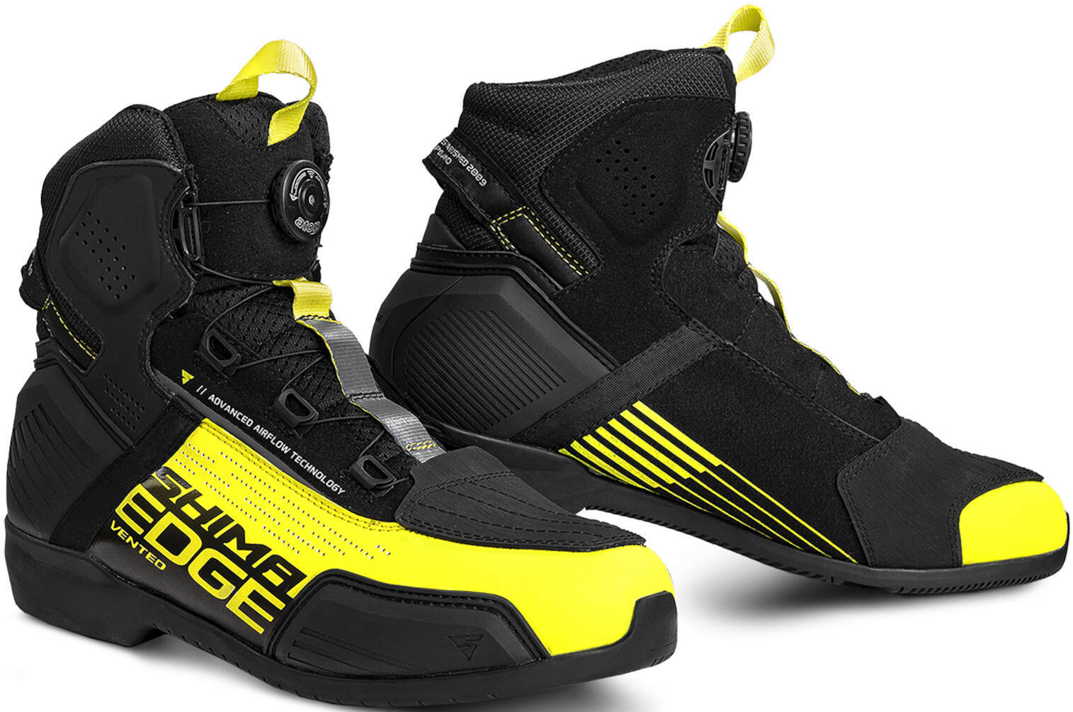 SHIMA Edge Vented Zapatos de moto - Negro Amarillo (48)