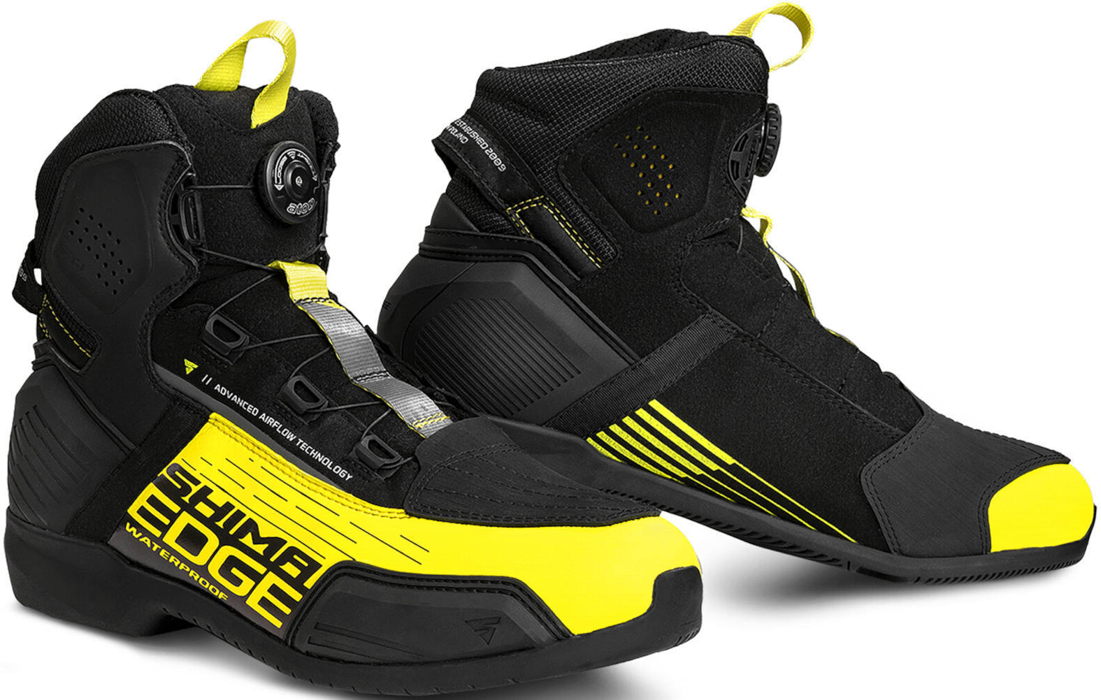 SHIMA Edge Zapatos de moto impermeables - Negro Amarillo (44)