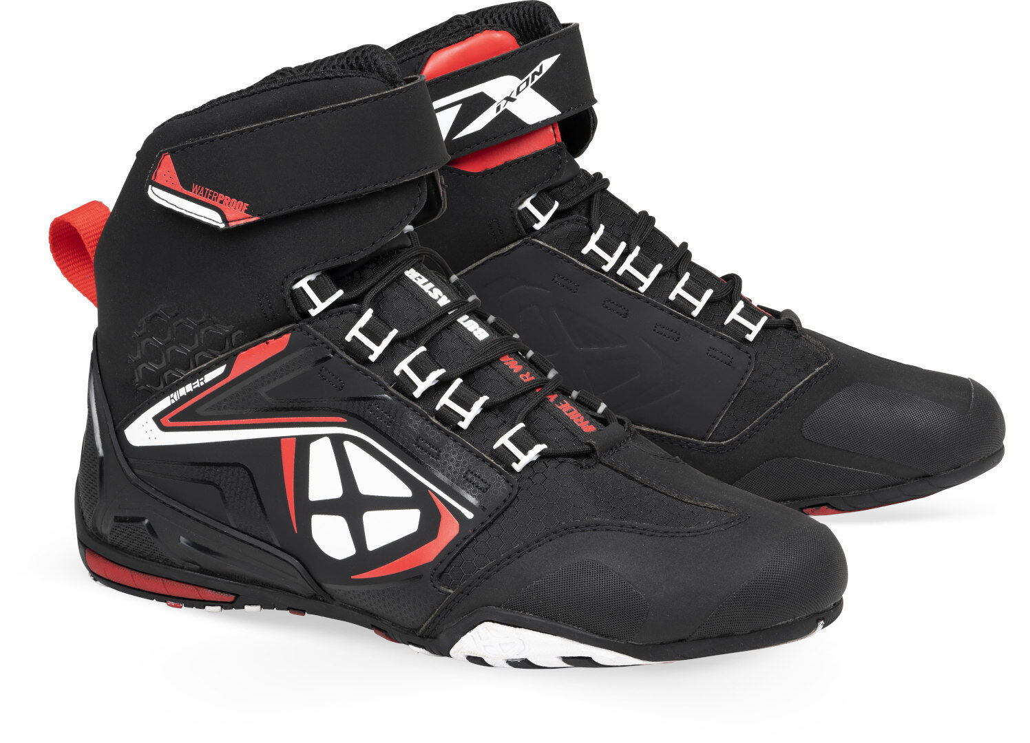 Ixon Killer WP Zapatos de motocicleta - Negro Blanco Rojo (41)