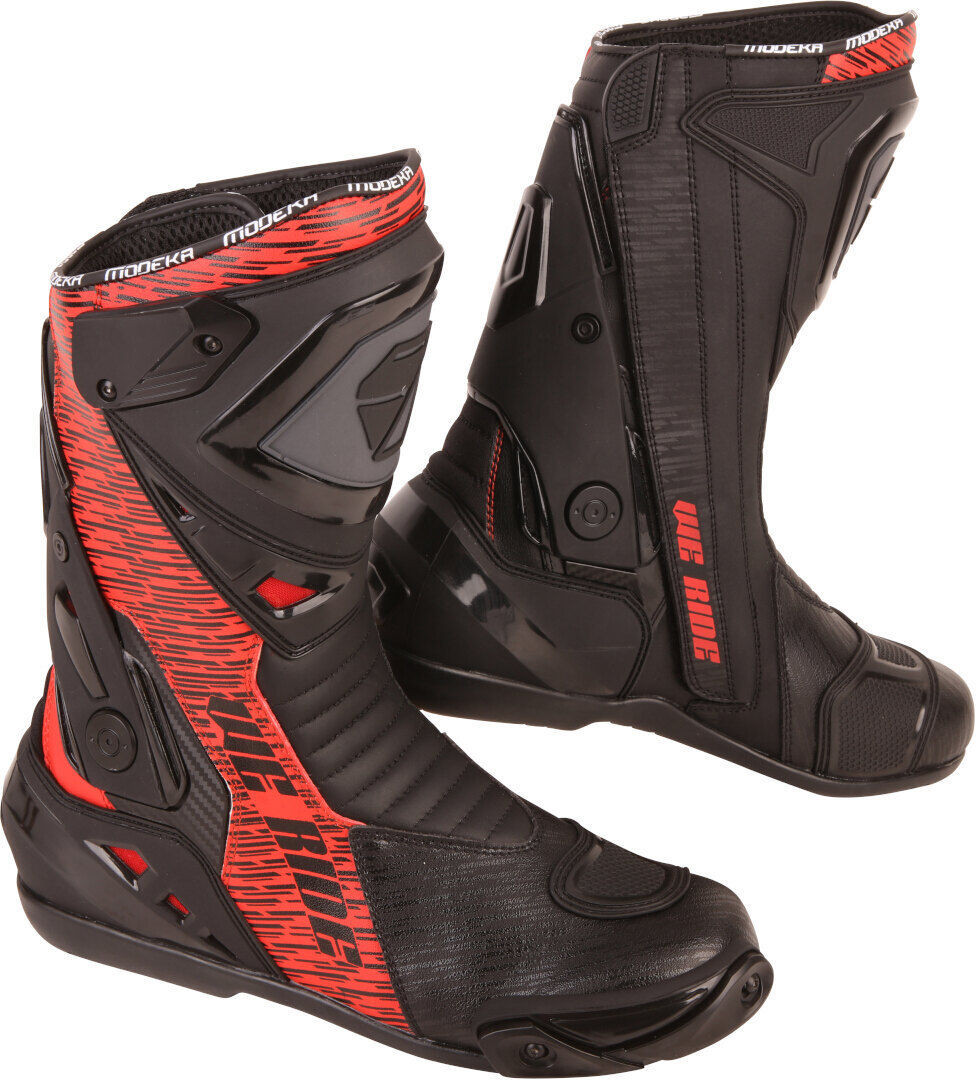 Modeka Yron Bota de motocicleta - Negro Rojo (46)