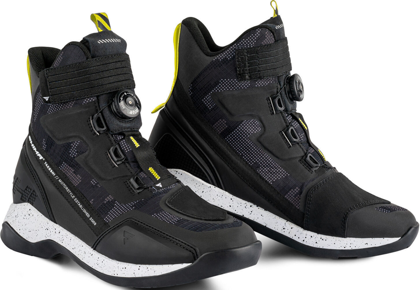 SHIMA Takeshi Botas de moto - Negro Blanco Amarillo (45)