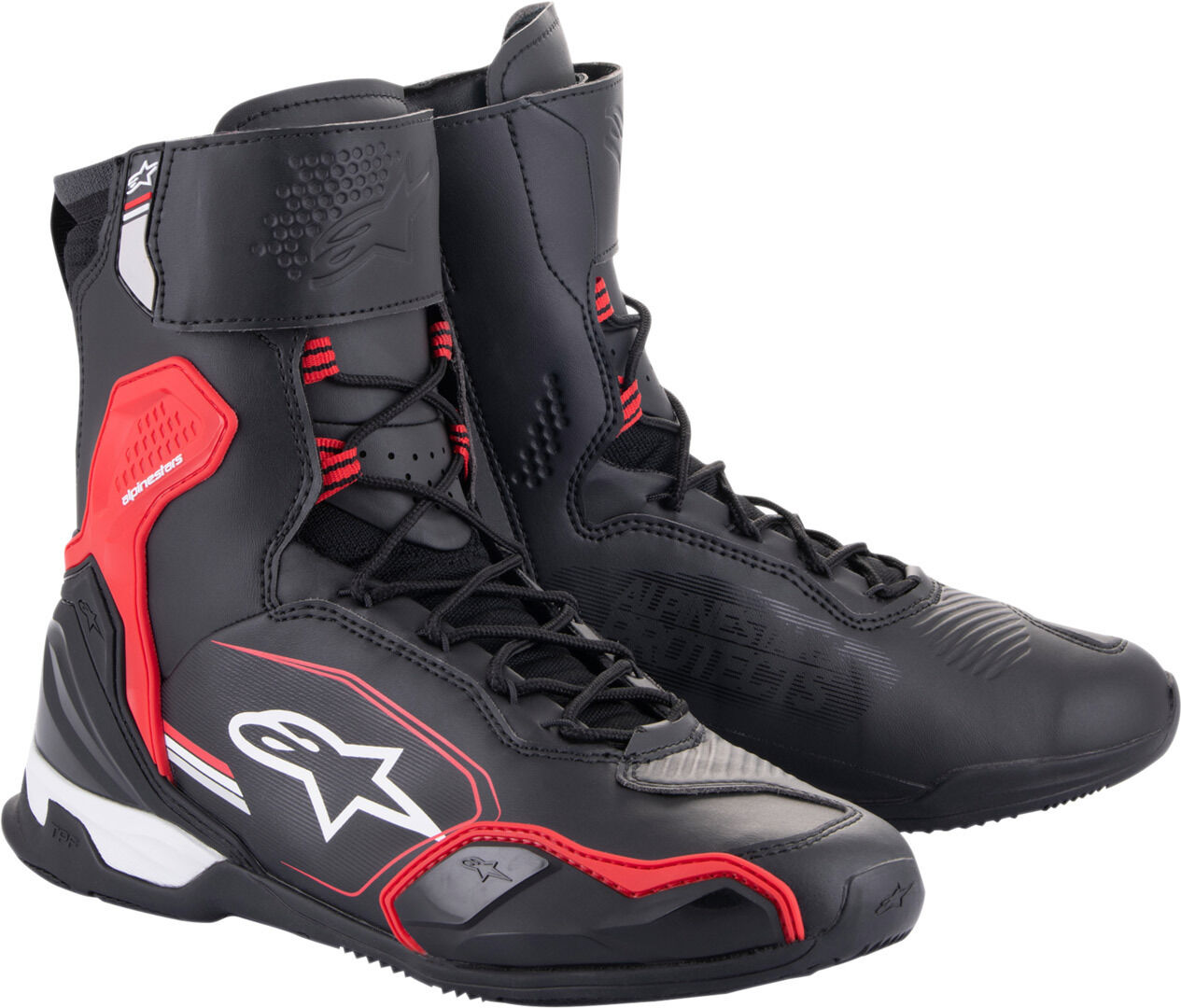 Alpinestars Superfaster Zapatos de motocicleta - Negro Blanco Rojo (42)