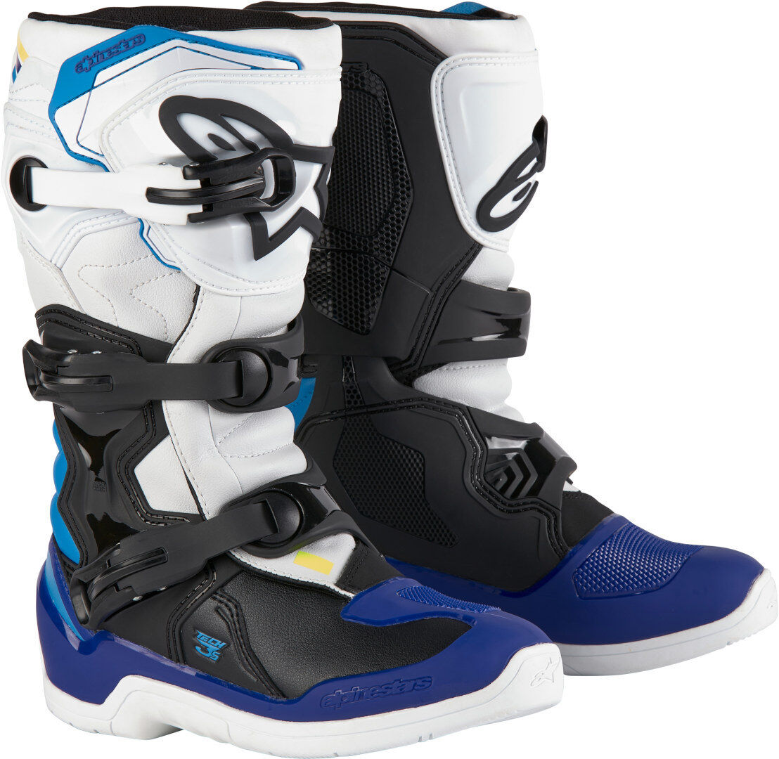 Alpinestars Tech 3S Botas de motocross juveniles - Negro Blanco Azul (37)