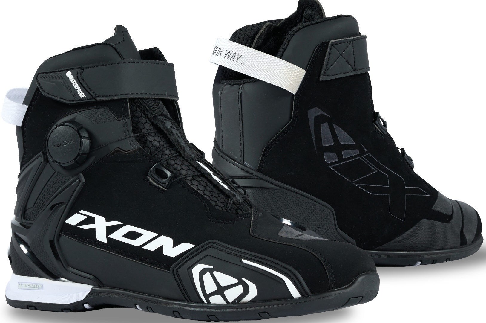 Ixon Bull 2 Zapatillas de moto impermeables - Negro Blanco (44)