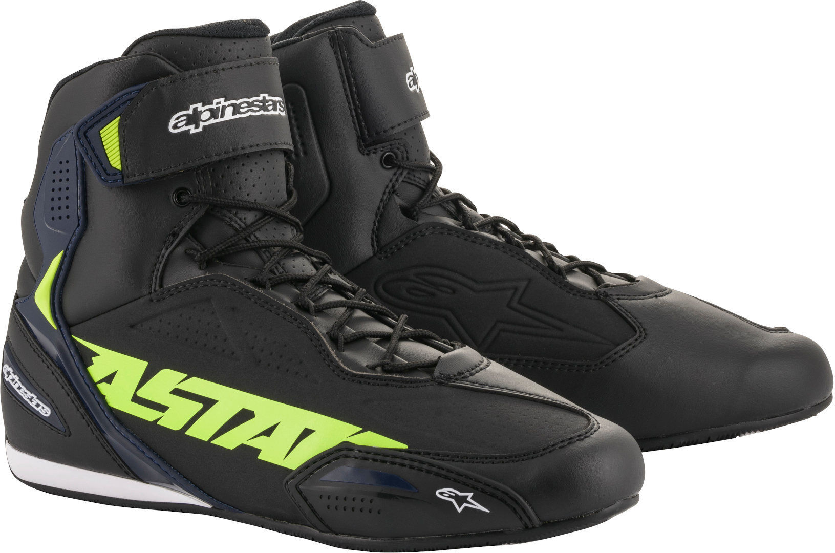 Alpinestars Faster 3 Moottori pyörä kengät  - Musta Sininen Keltainen - Size: 47 48