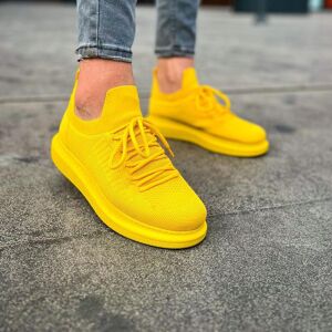 Marque originale couleur jaune Tricot décontracté hommes baskets haute qualité lacé hommes chaussures CH307
