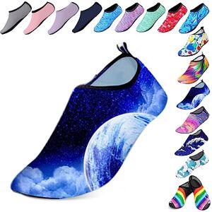 Hoomall Chaussures Aquatiques Femme Homme Enfant Chaussures de Plage Respirant Chaussures d'eau Semelle Souple Antidérapant Plage Piscine Surf Sport Gymnase(Ciel,40/42 EU) - Publicité