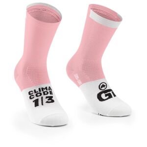 ASSOS - GT Socks C2 - Chaussettes de cyclisme taille II - 43-46, rose/blanc - Publicité