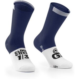 ASSOS - GT Socks C2 - Chaussettes de cyclisme taille II - 43-46, bleu/blanc - Publicité