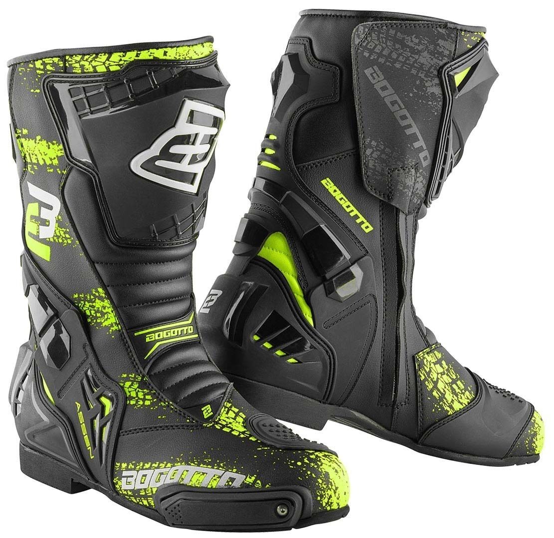 Bogotto Assen Evo Motorcycle Boots  - Black Yellow