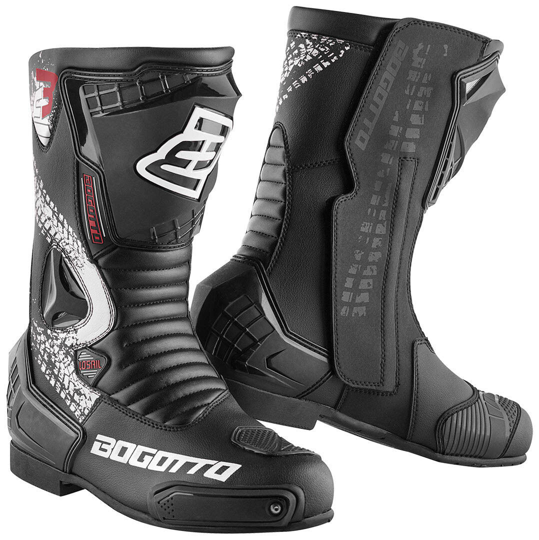 Bogotto Losail Evo Motorcycle Boots  - Black White