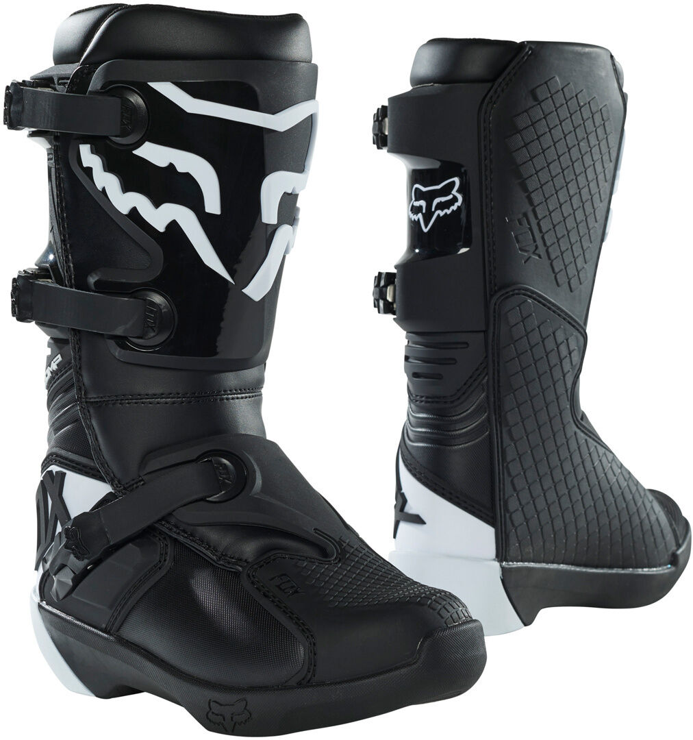 Fox Comp Youth Motocross Boots  - Black White