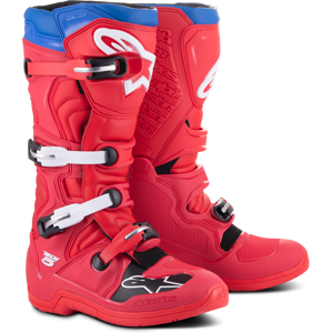 Alpinestars Stivali Cross  Tech 5 Rosso Brillante-Rosso Scuro-Blu Alpino