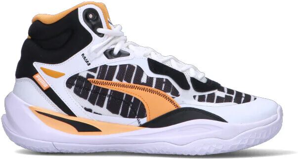 Puma PLAYMAKER PRO MID BLOCK PARTY Scarpa basket uomo bianca/arancio BIANCO 42