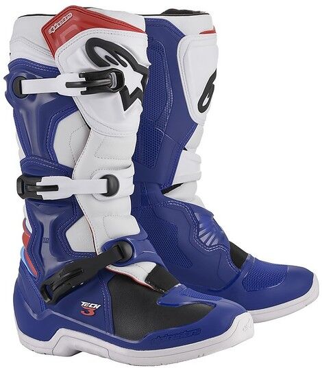 Stivali Moto Cross Enduro Alpinestars TECH 3 Bianco Blu Ross taglia 10