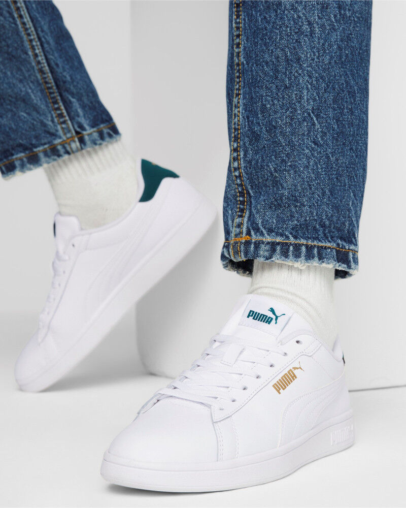 Puma Scarpe Sneakers UOMO court Smash V3 Bianco Verde petrolio