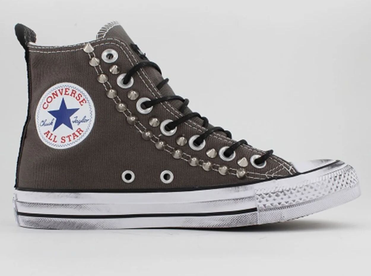 Mimanera CONVERSE ALL STAR Sneakers in tela con lacci elasticizzati e borchie grigie