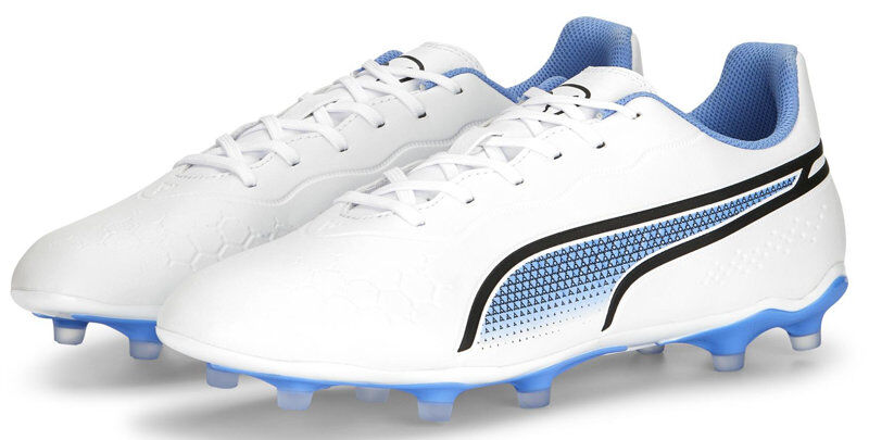 Puma King Match FG/AG - scarpe da calcio per terreni compatti/duri - uomo White/Blue 9,5 UK