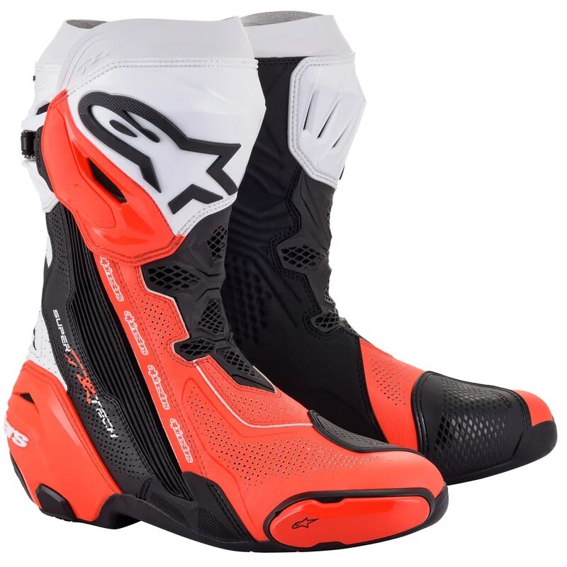 ALPINESTARS - Stivali Supertech R Vented Nero / Bianco / Rosso Fluo Nero,Rosso,Bianco 47