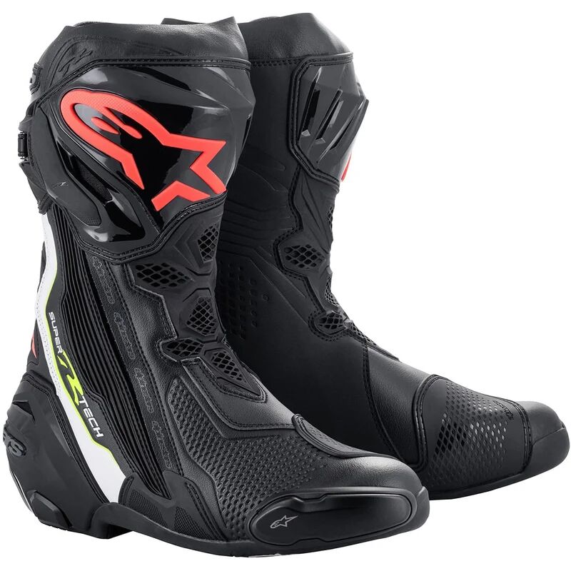 ALPINESTARS - Stivali Supertech R Nero / Bianco / Rosso Fluo / Giallo Fluo Nero,Rosso,Giallo,Alta visibilità 41