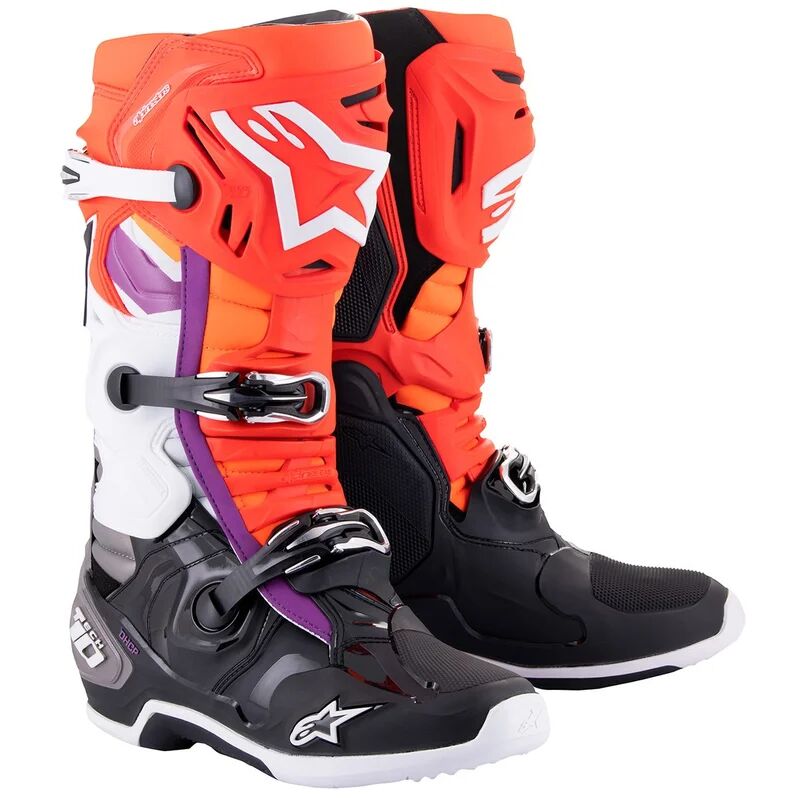 ALPINESTARS - Stivali Tech 10 Nero / Rosso Fluo / Orange Fluo / Bianco Nero,Rosso,Arancione,Bianco 11 (EU 45.5)