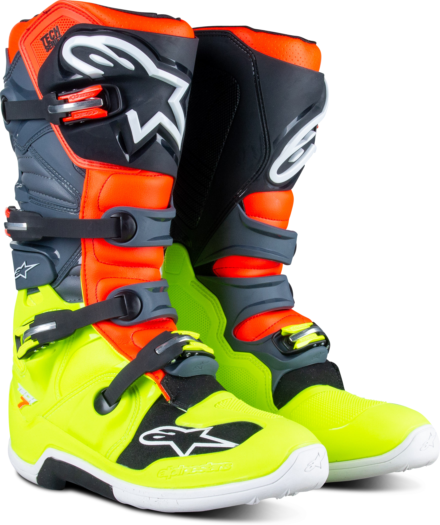 Alpinestars Stivali Cross  TECH 7 Giallo-Rosso fluo-Grigio