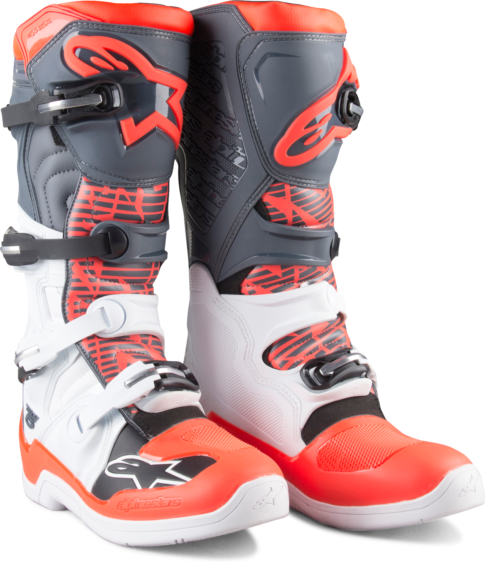 Alpinestars Stivali Cross  Tech 5 Bianco-Grigio-Rosso fluo