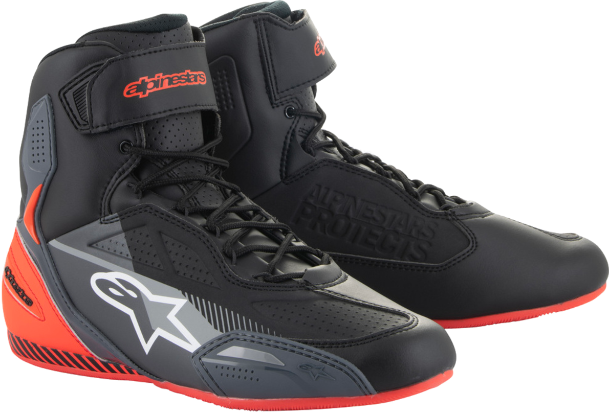 Alpinestars Scarpe Moto  Faster-3 Nero-Grigio-Rosso Fluo