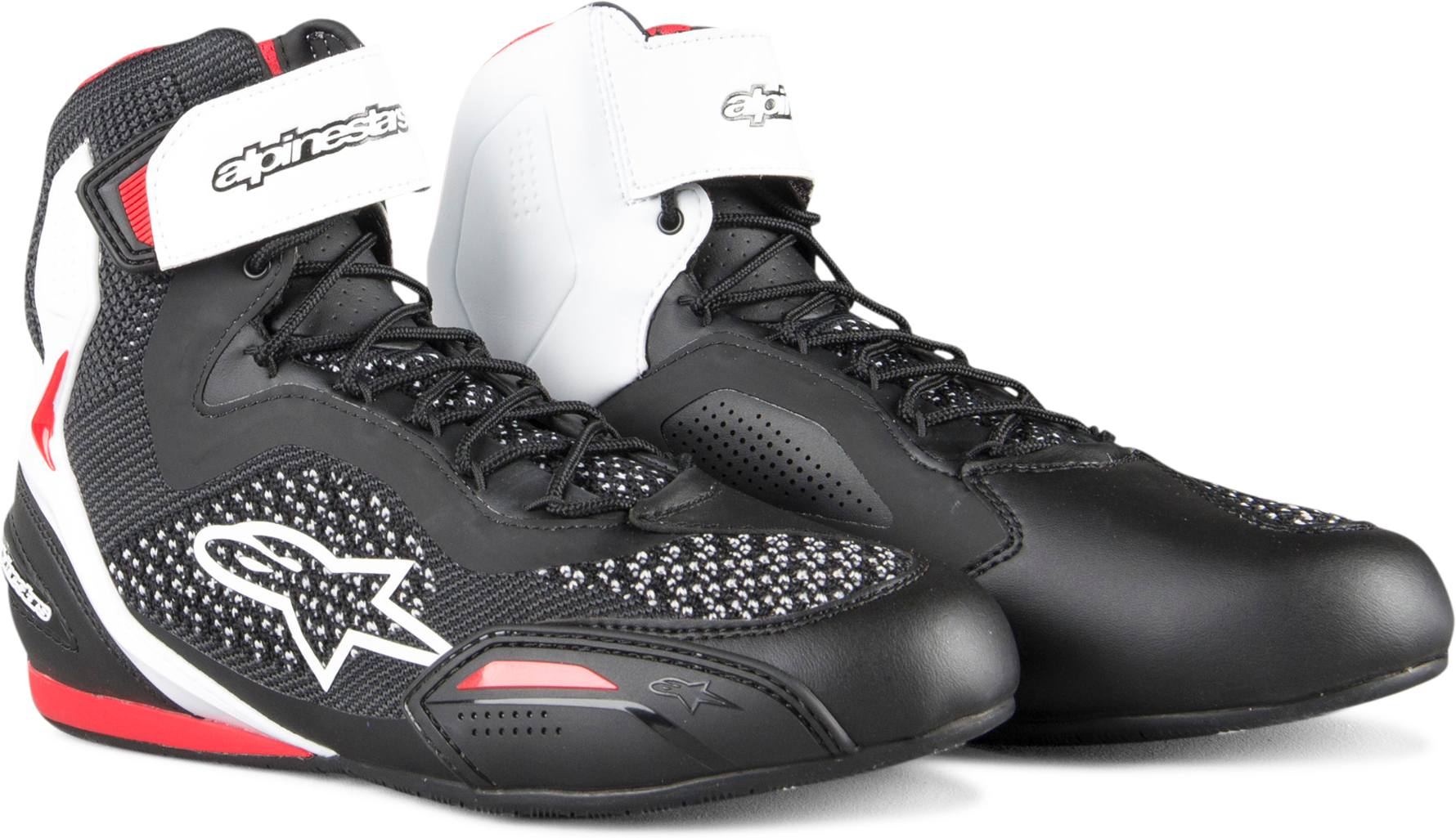 Alpinestars Scarpe Moto  Faster-3 Rideknit Nero-Bianco-Rosso