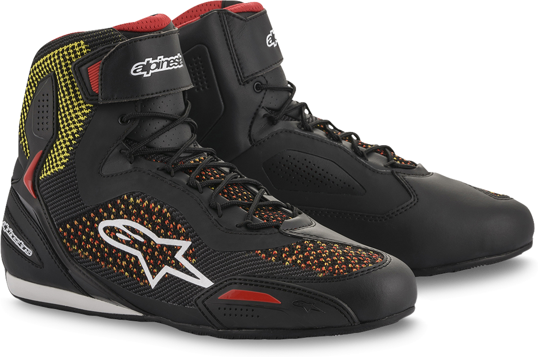 Alpinestars Scarpe Moto  Faster-3 Rideknit Nero-Giallo-Rosso