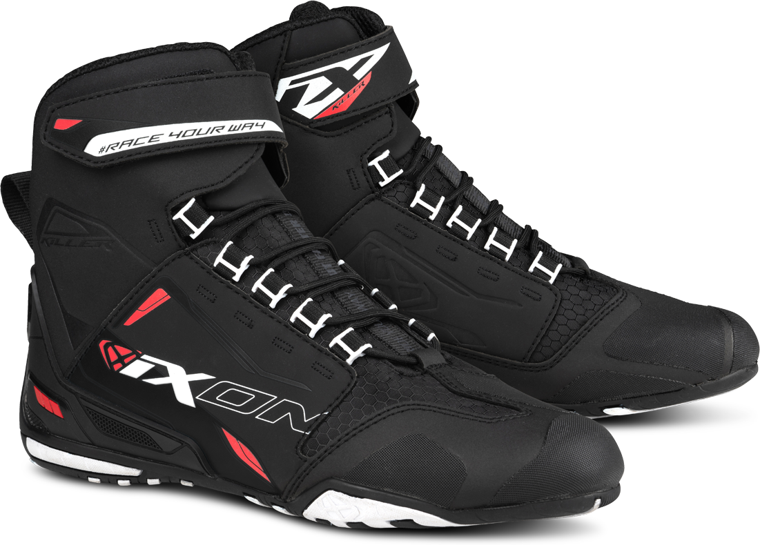 Ixon Scarpe Moto  KILLER Nero-Bianco-Rosso