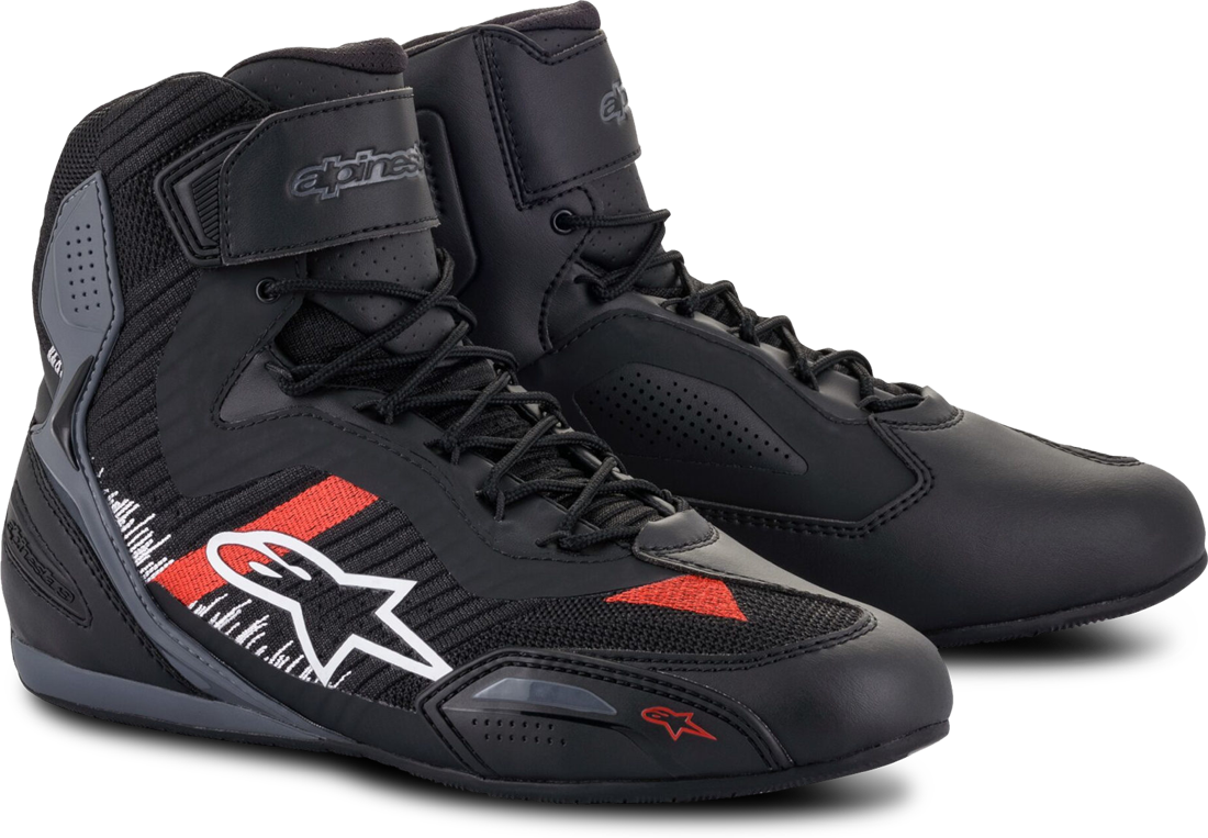 Alpinestars Scarpe Moto  Faster-3 Rideknit Nero-Grigio-Rosso