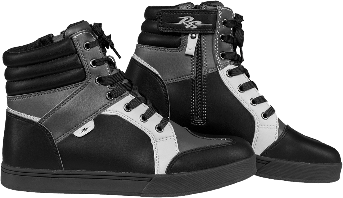 Rusty Stitches Scarpe Moto  Joey Nero-Grigio-Bianco