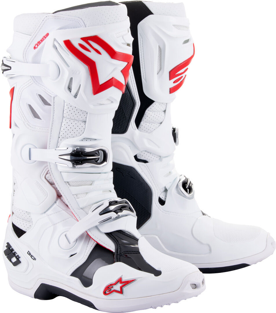 Alpinestars Tech 10 Supervented Stivali Motocross Bianco Rosso 45 46