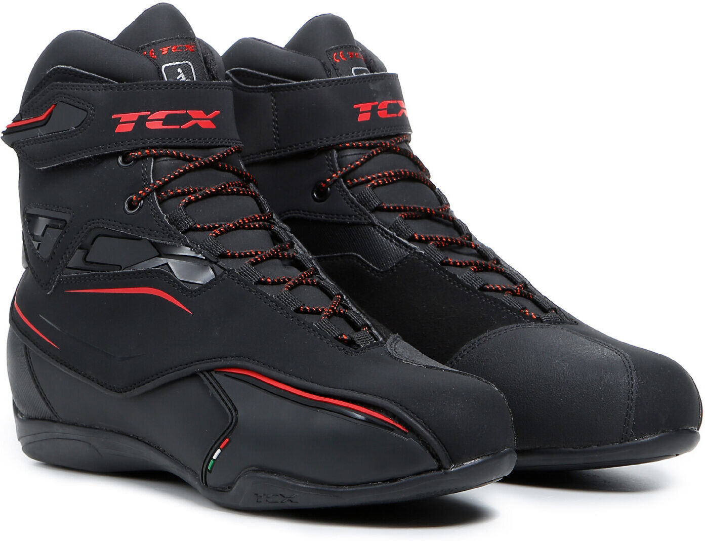 TCX Zeta Scarpe da moto impermeabile Nero Rosso 45