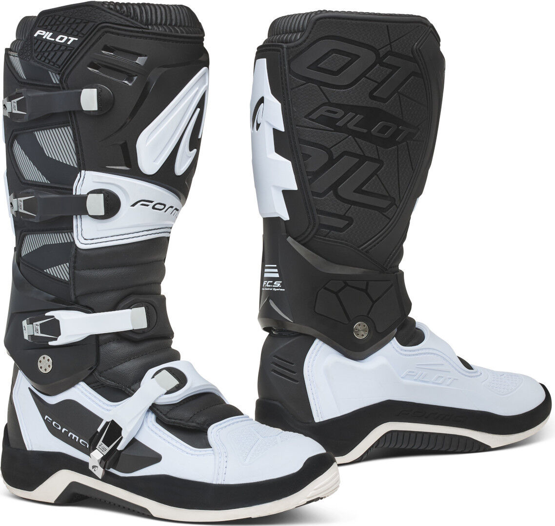 Forma Pilot Motocross Stivali Nero Bianco 42