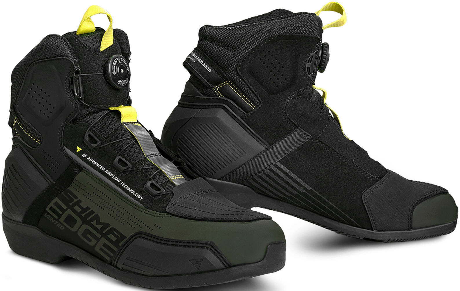 SHIMA Edge Vented Scarpe da moto Nero Verde 47