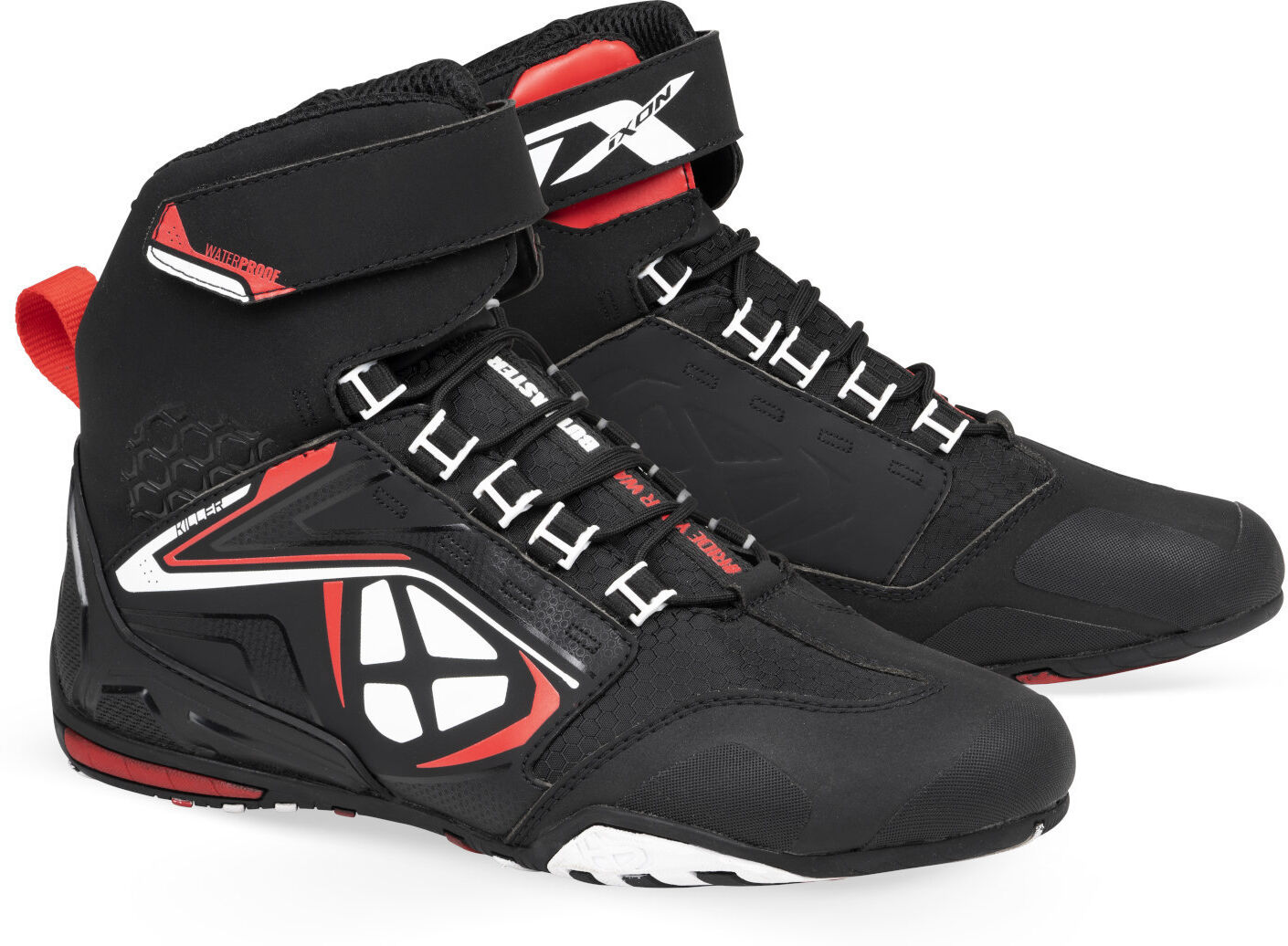 Ixon Killer WP Scarpe da moto Nero Bianco Rosso 44