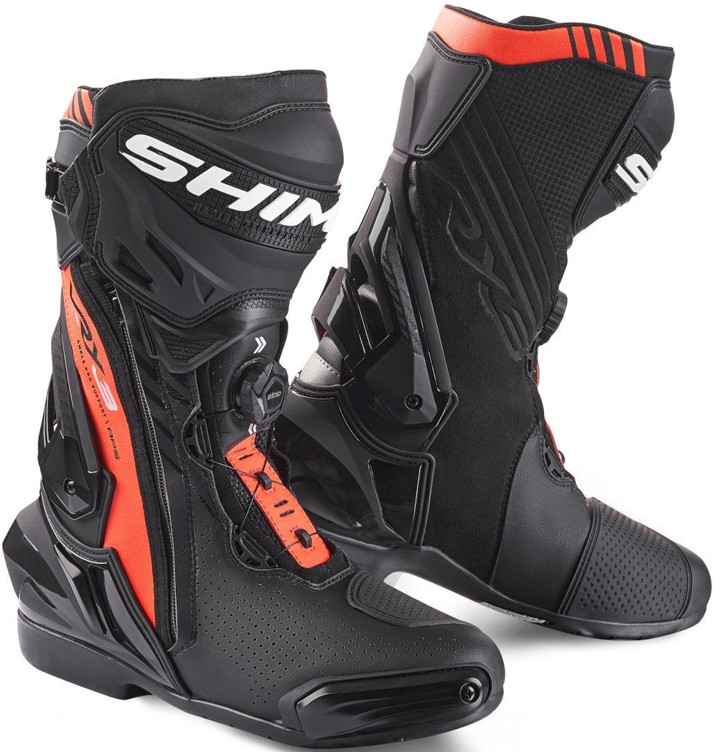 SHIMA VRX-3 Stivali da moto traforati Nero Bianco Rosso 44