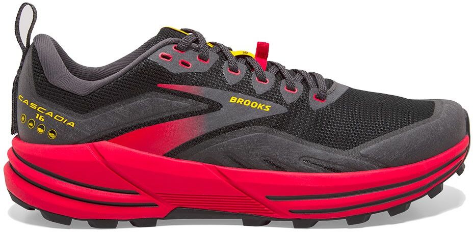 Brooks Cascadia 16 Nero Rosso Giallo Scarpe Trail Running Uomo EUR 41 / US 8