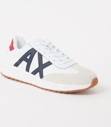 Armani Exchange Sneaker van leer met suède details - Gebroken wit